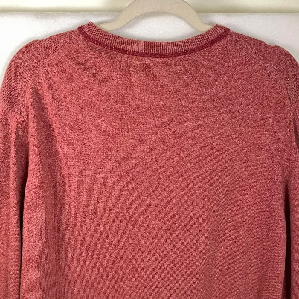 VTG Banana Republic XL Rust Burnt‎ Orange Cotton Cashmere V Neck Fall Sweater